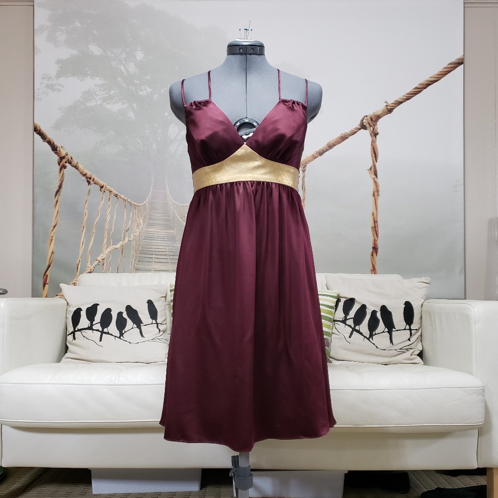 Jaw dropping 100% Silk Cocktail Dress w/ Leather